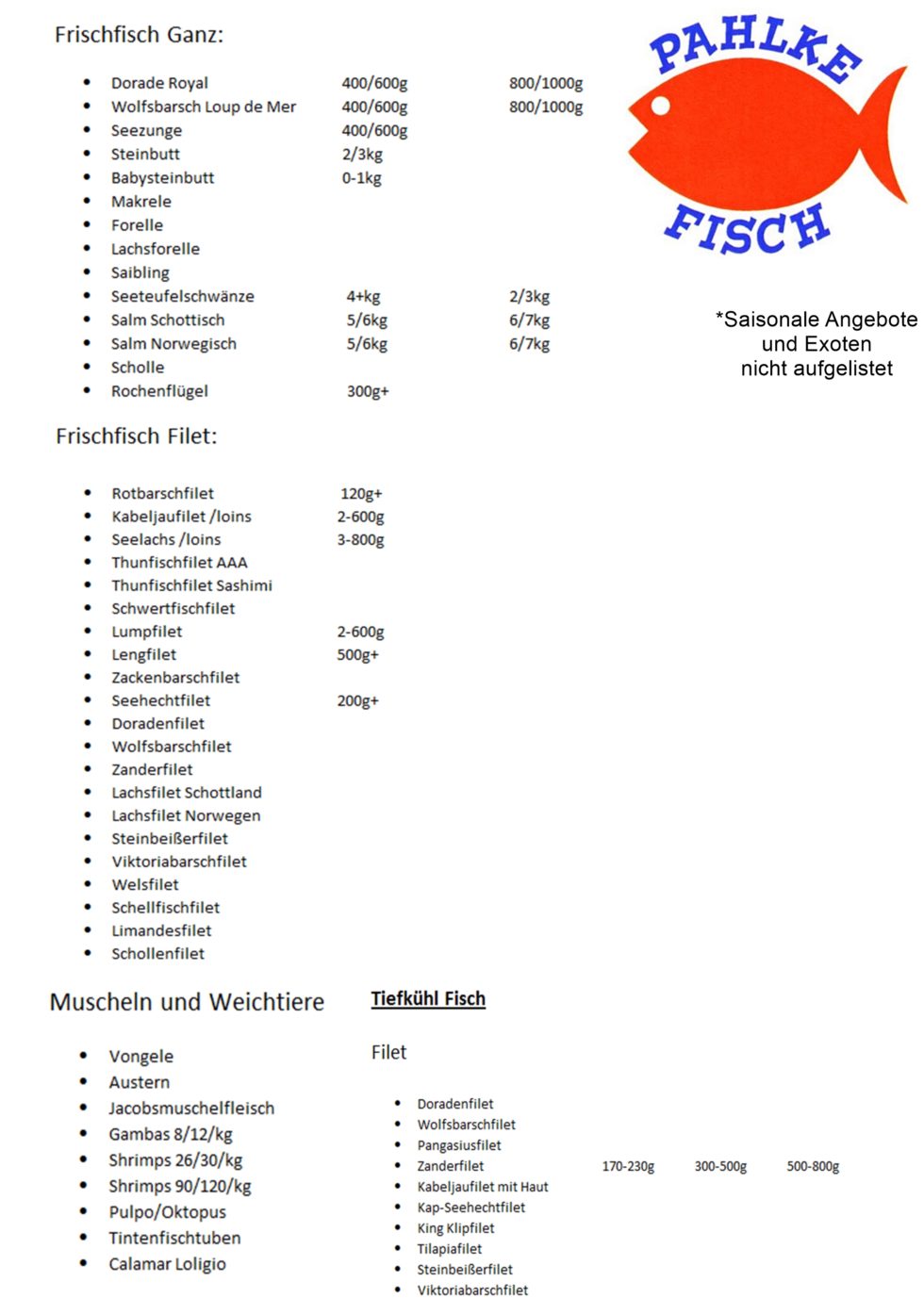 Gastronomie | Pahlke Fisch Braunschweig